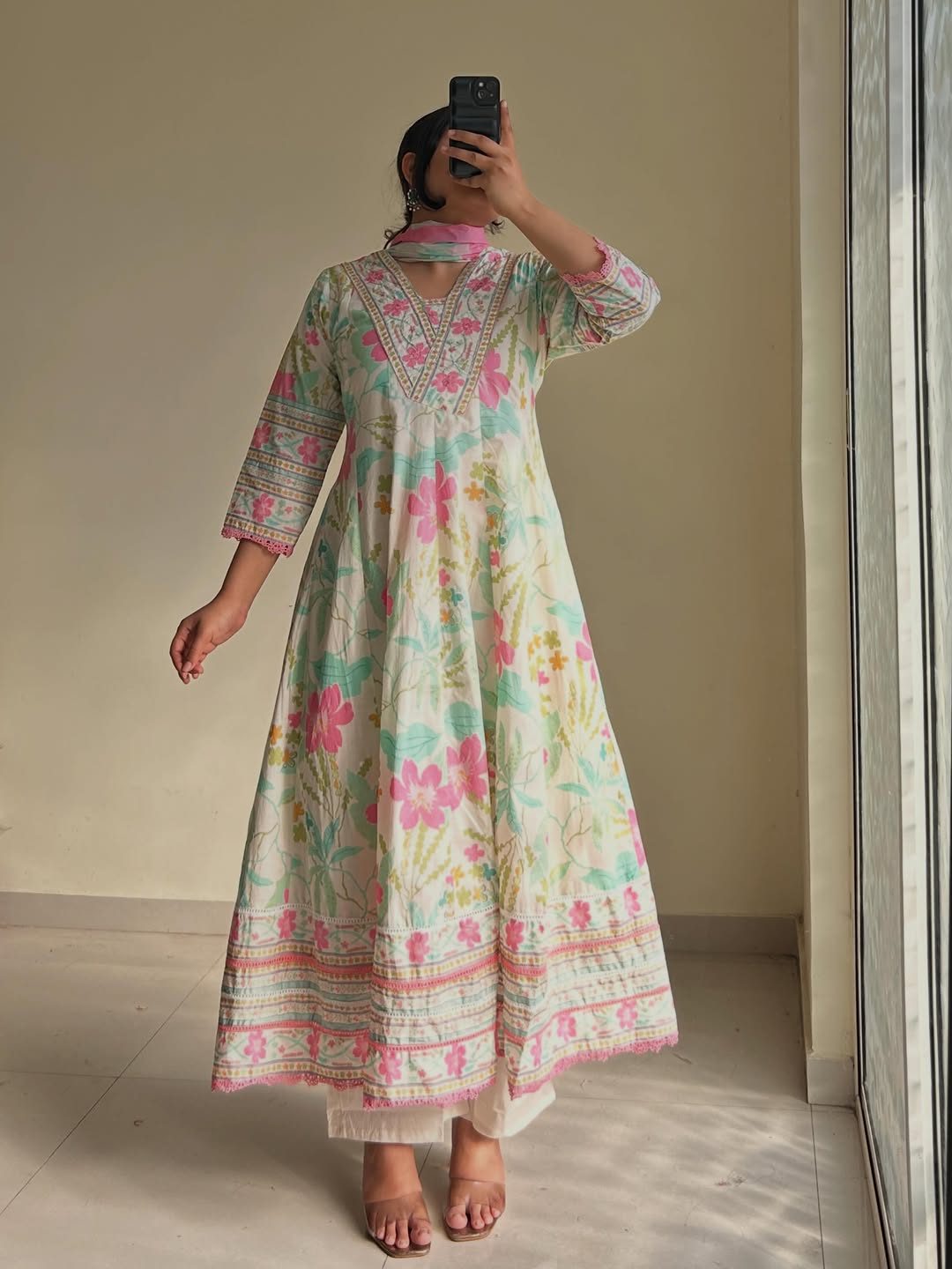 Customer wearing Odhini kurti from the Everyday Combo